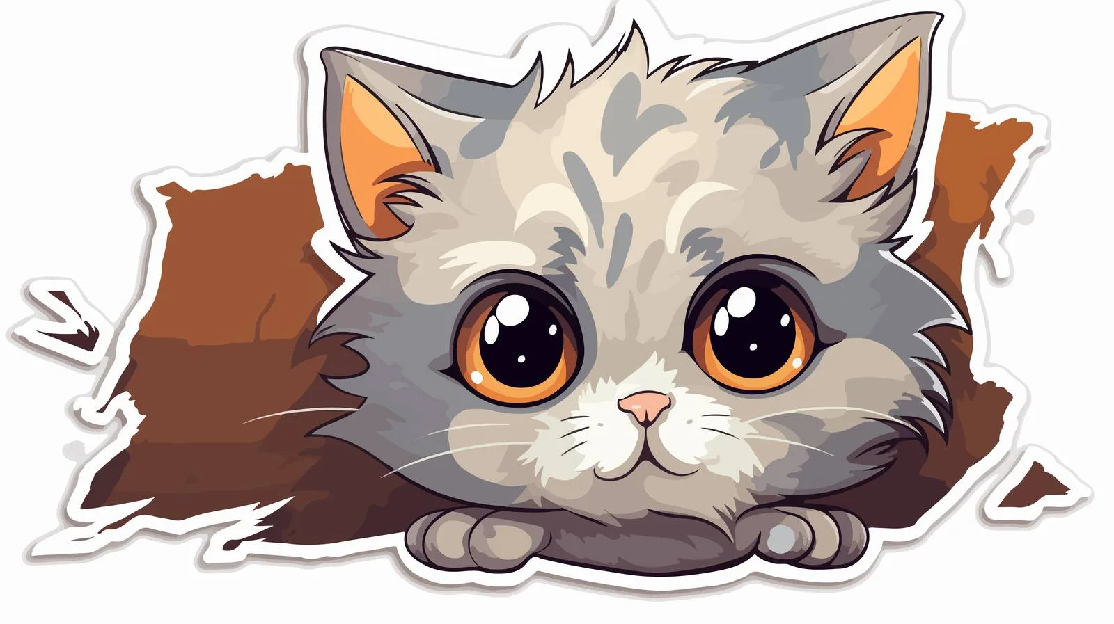 Distressed Cute Cartoon Cat Sticker — free download from Dotvec