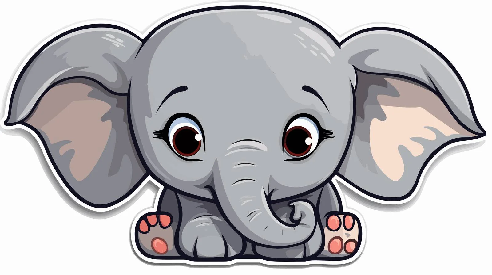 Cute Cartoon Elephant Sticker — free download from Dotvec