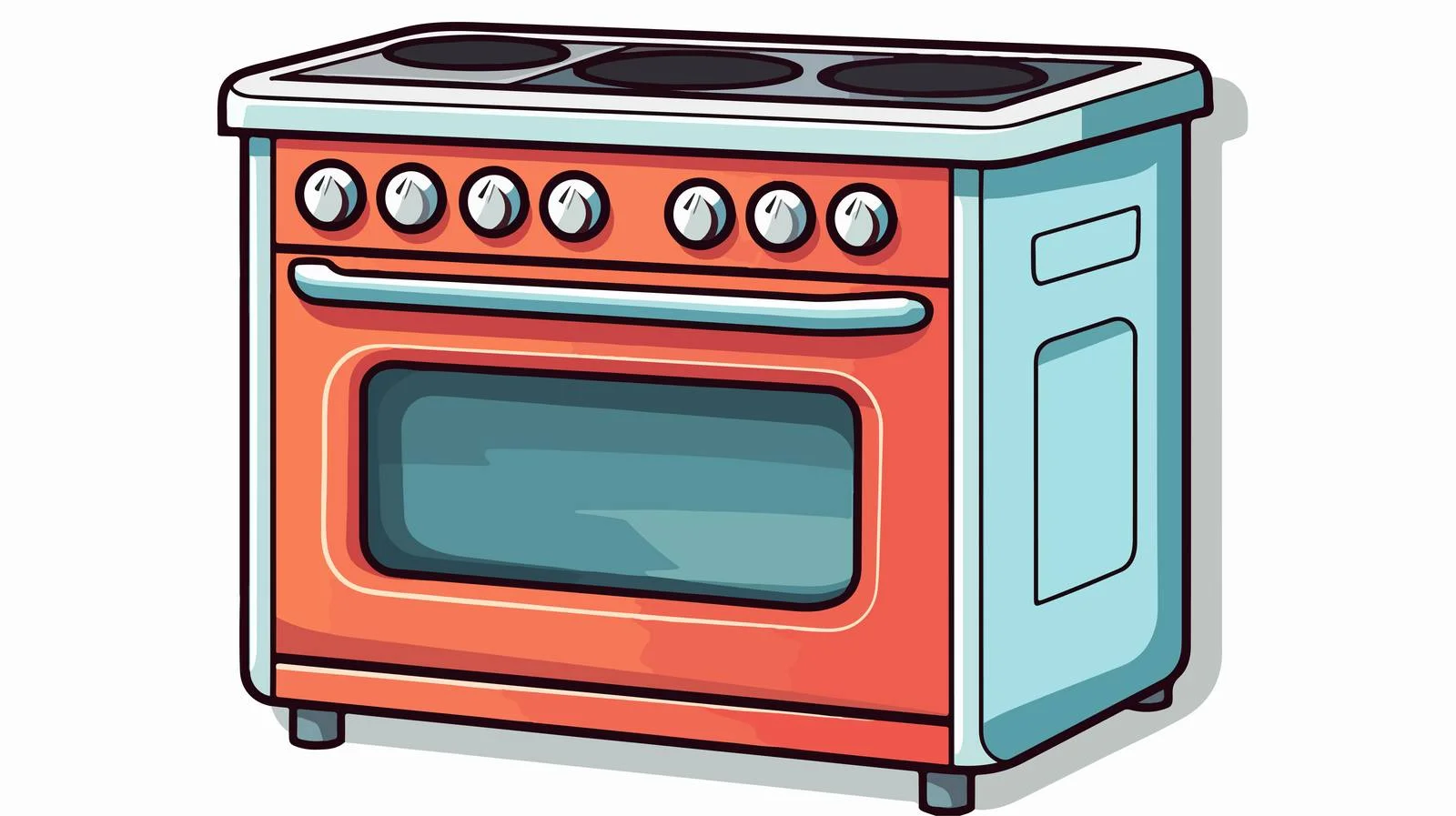 Cute Cartoon Kitchen Oven Sticker — free download from Dotvec