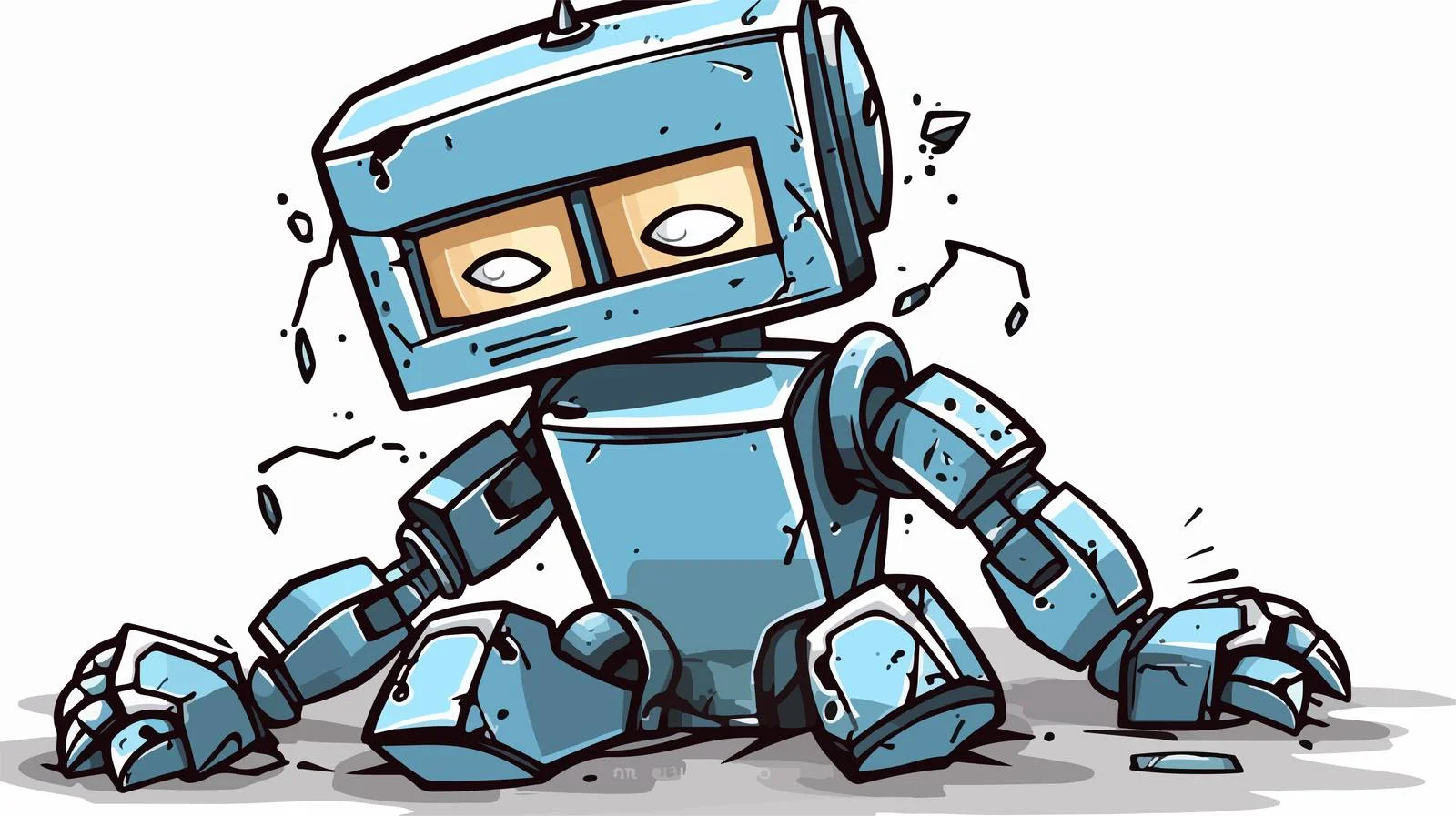 Distressed Cute Cartoon Sticker Malfunctioning — free download from Dotvec