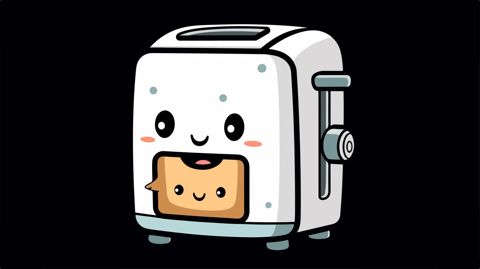 Cute Cartoon Toaster Sticker — free download from Dotvec