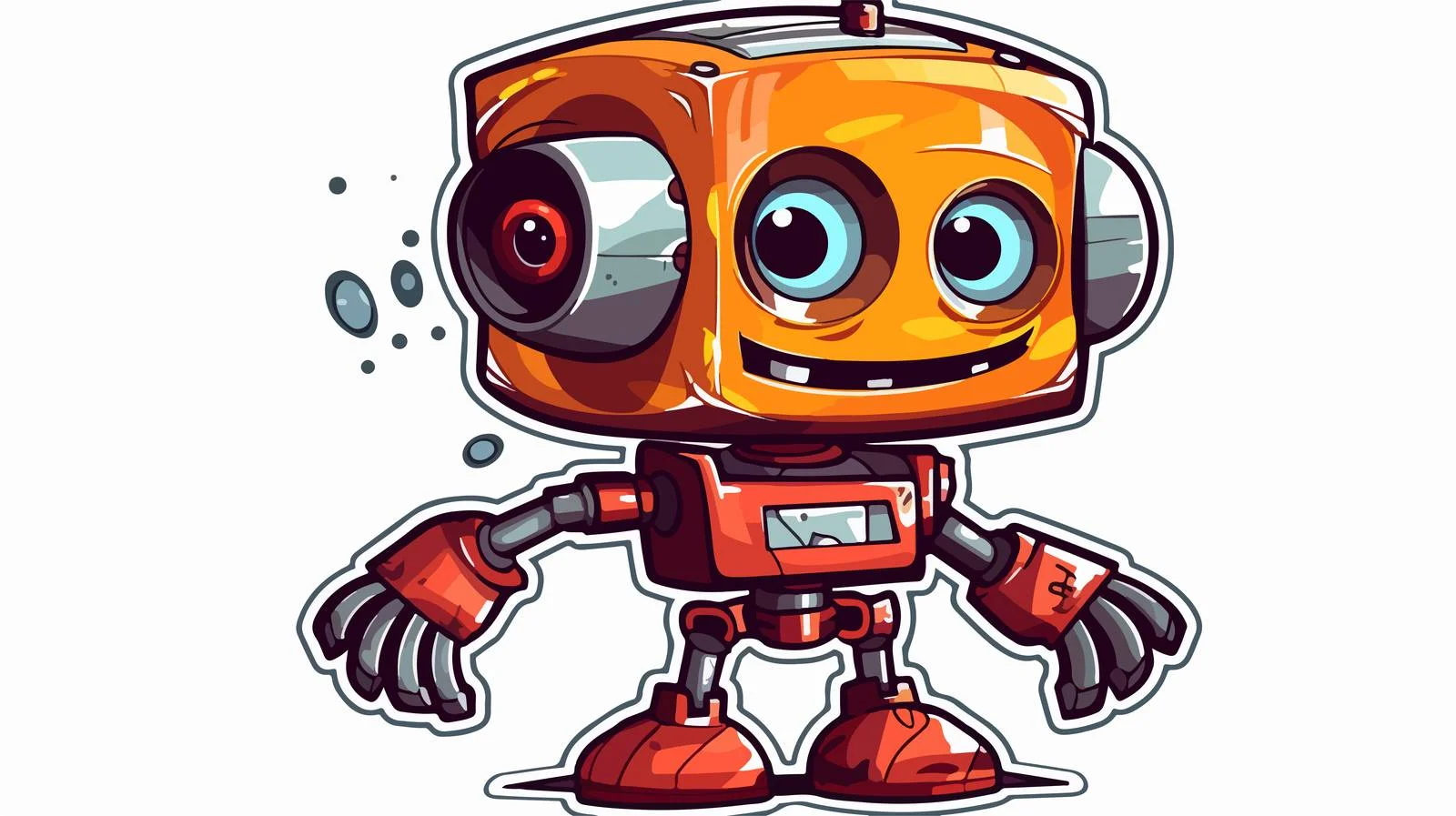 Distressed Cartoon Robot Sticker — free download from Dotvec