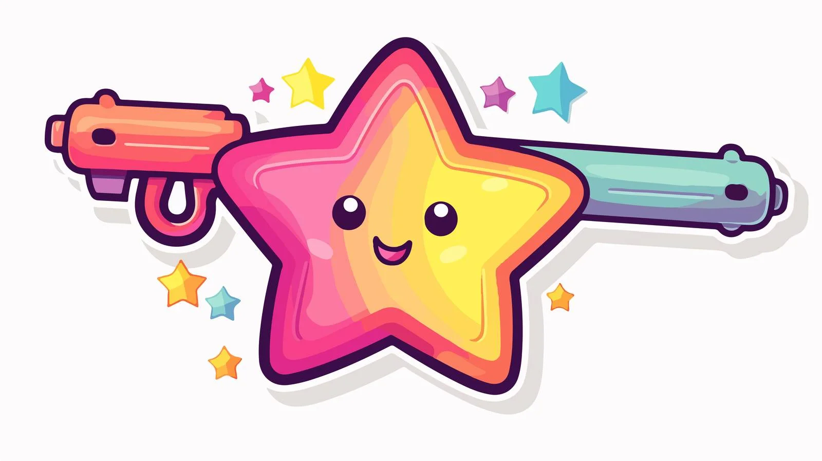 Whimsical Shooting Rainbow Cartoon Sticker — free download from Dotvec