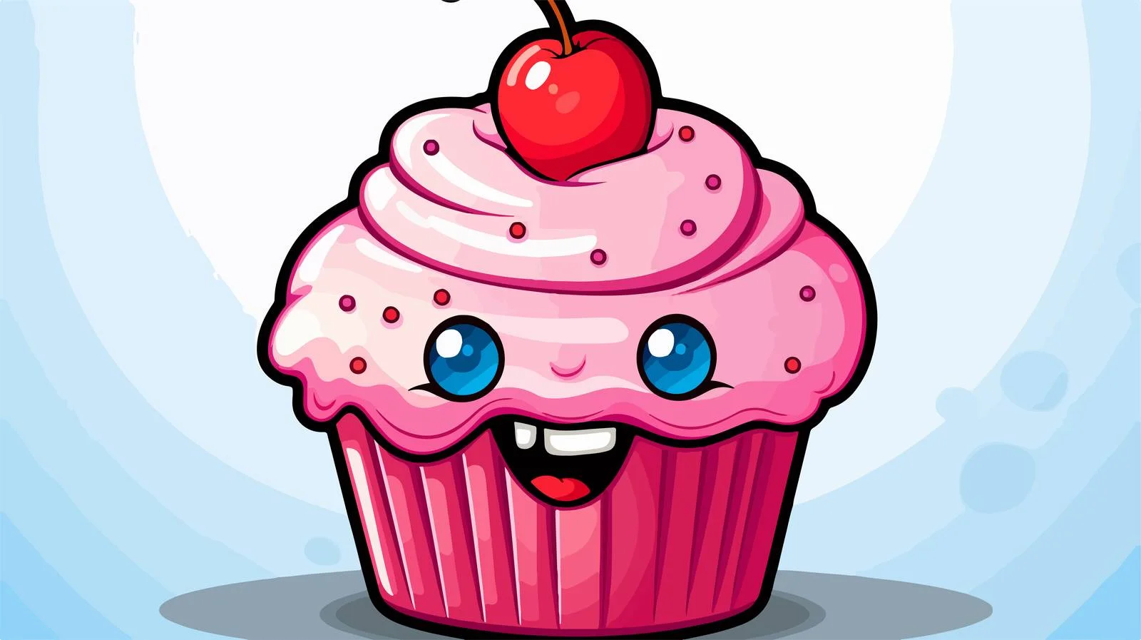 Cheerful Cupcake Sticker — free download from Dotvec