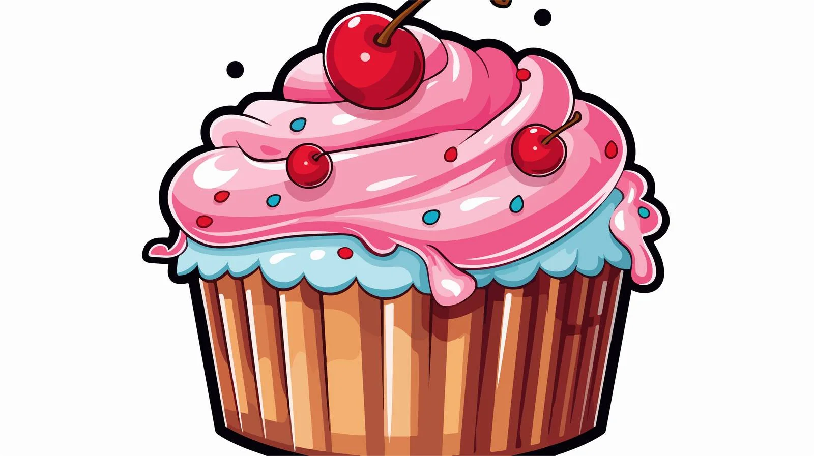 Happy Cartoon Cupcake Sticker — free download from Dotvec