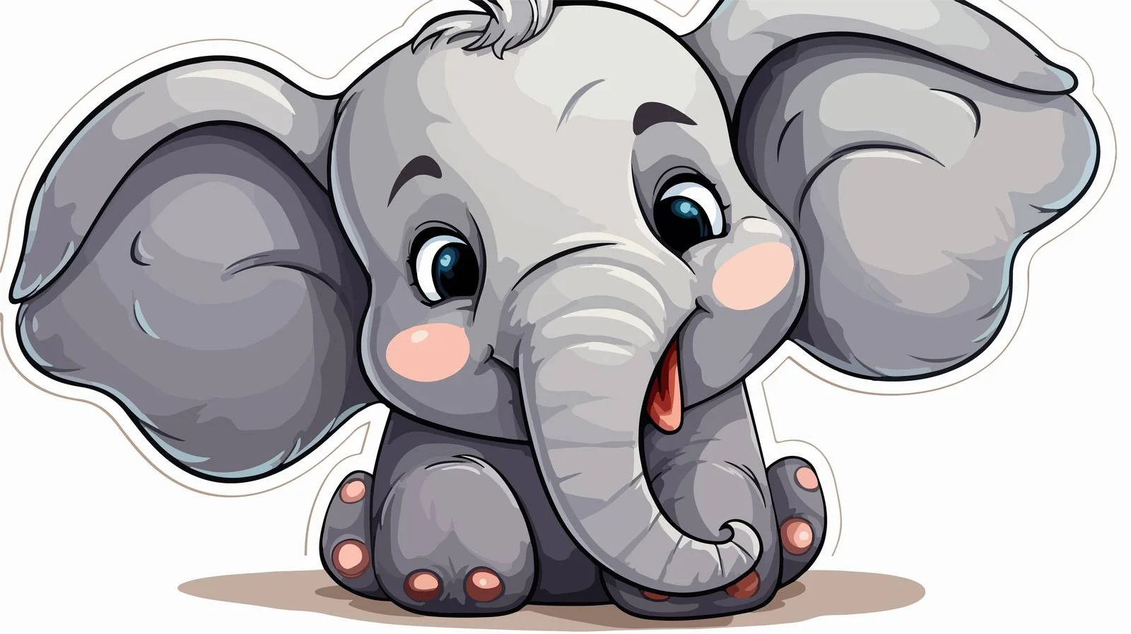 Happy Cartoon Elephant Sticker — free download from Dotvec