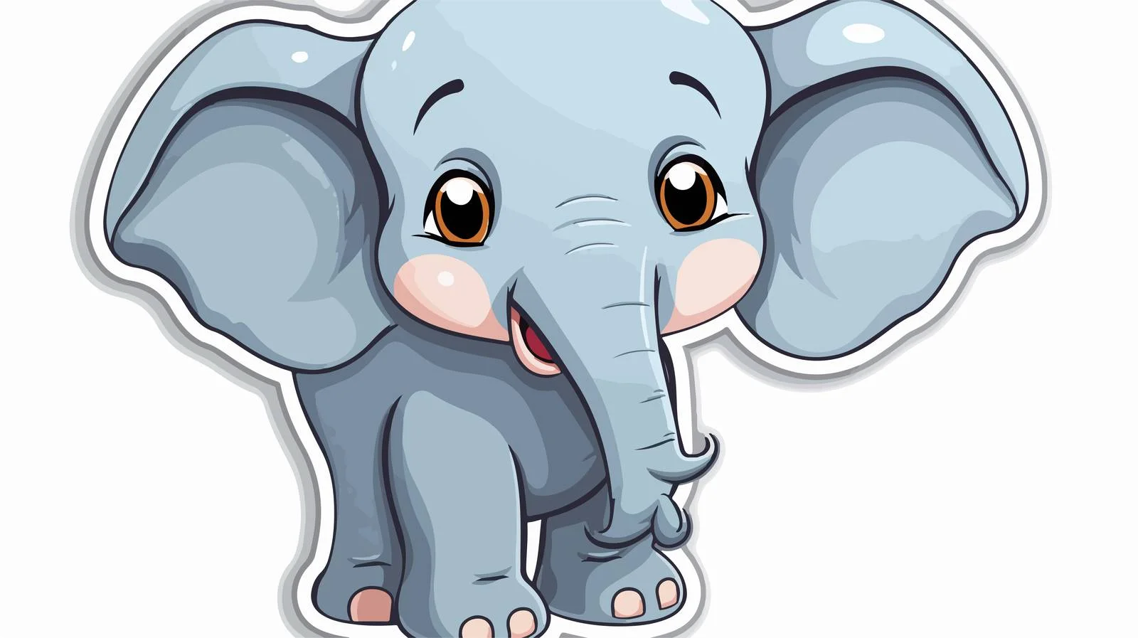 Cheerful Cartoon Elephant Sticker — free download from Dotvec