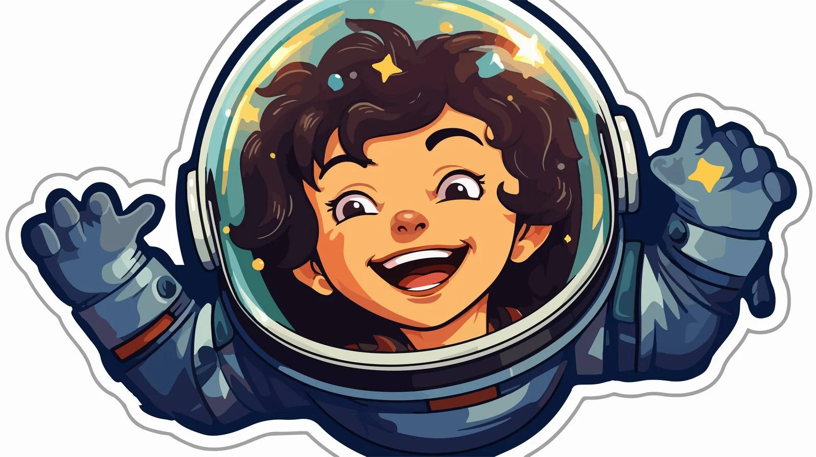 Happy Cartoon Space Girl Sticker — free download from Dotvec