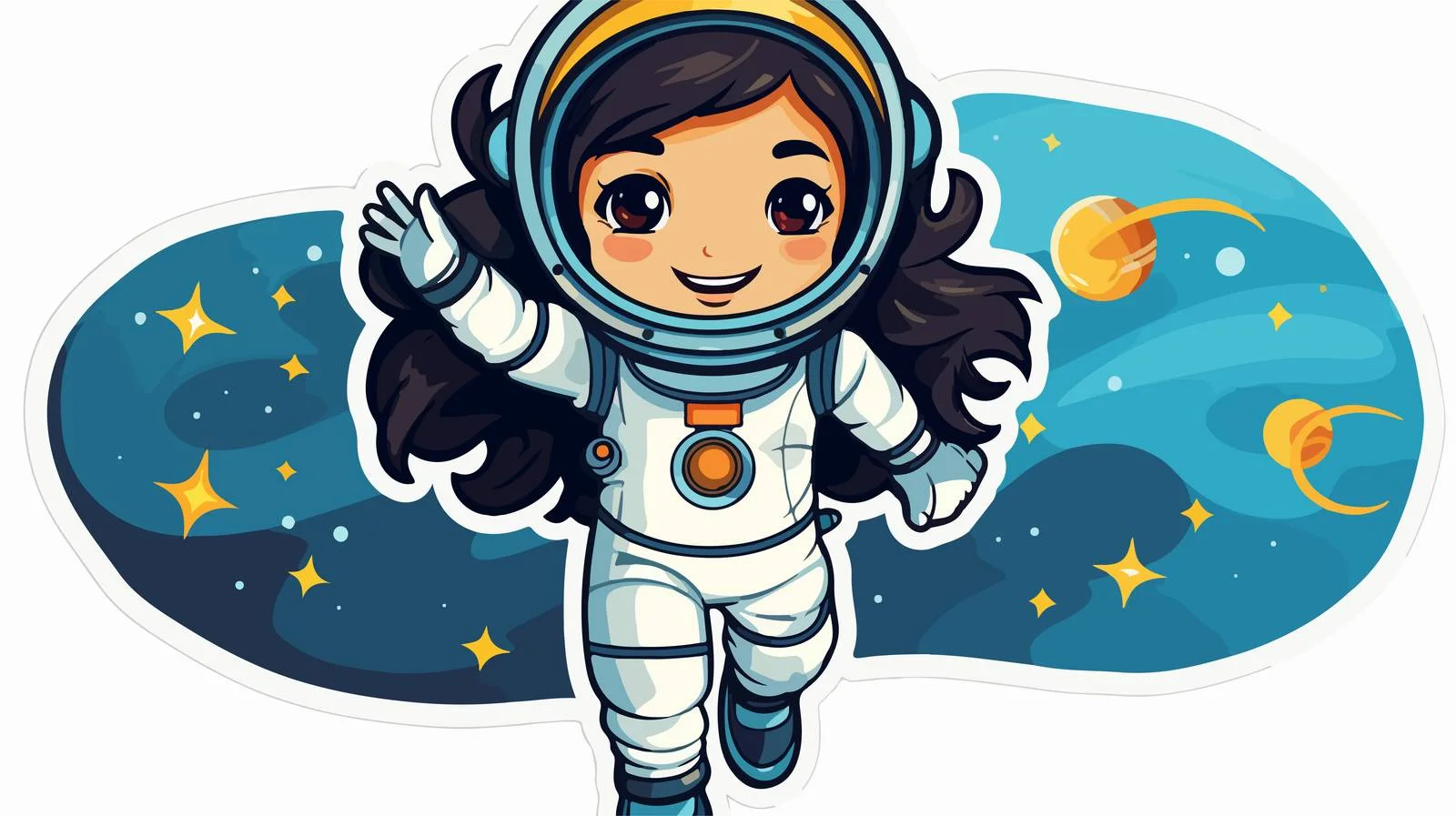 Happy Cartoon Space Girl Sticker — free download from Dotvec