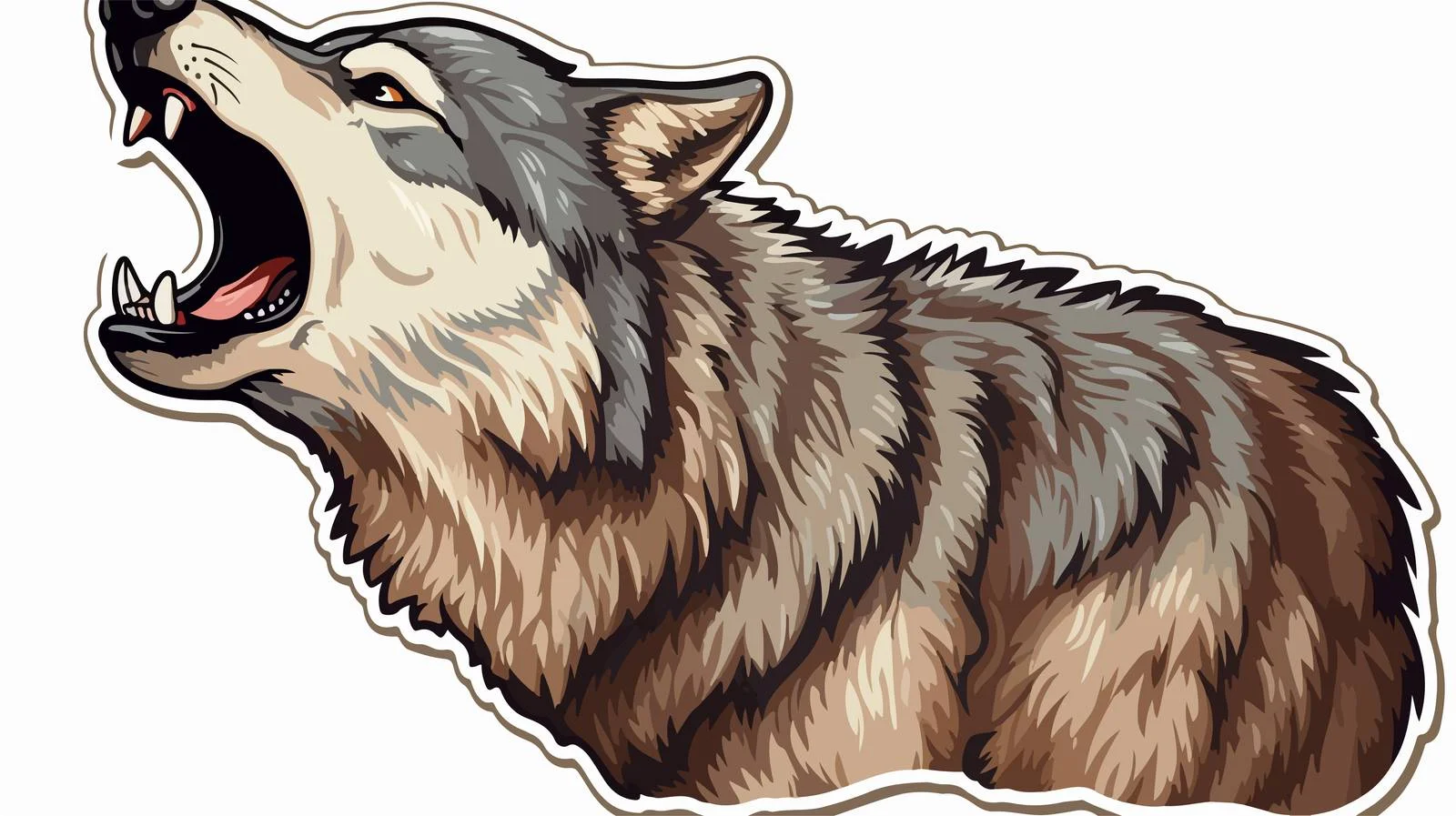 Howling Wolf Cartoon Sticker — free download from Dotvec
