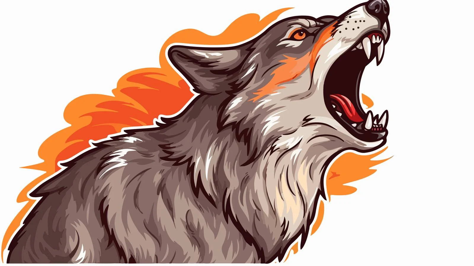 Howling Wolf Cartoon Sticker — free download from Dotvec