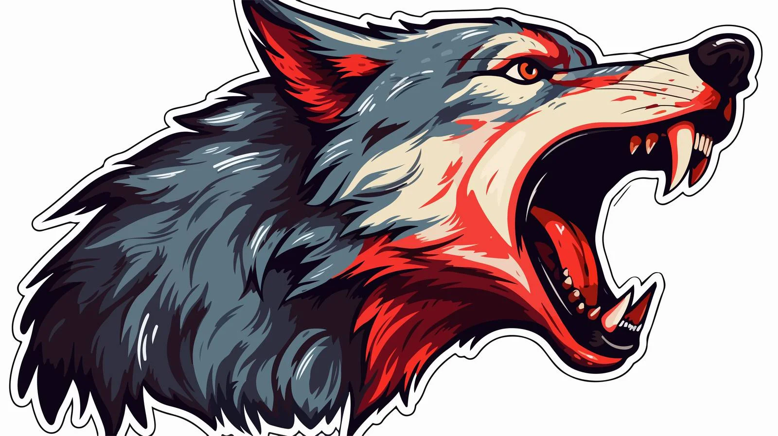 Howling Wolf Cartoon Sticker — free download from Dotvec