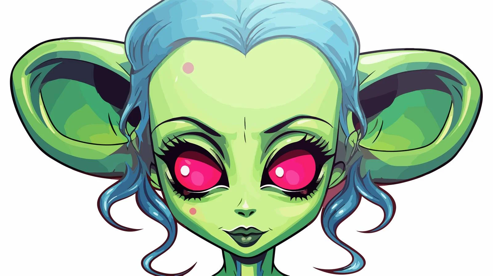 Cartoon Alien Girl Sticker — free download from Dotvec
