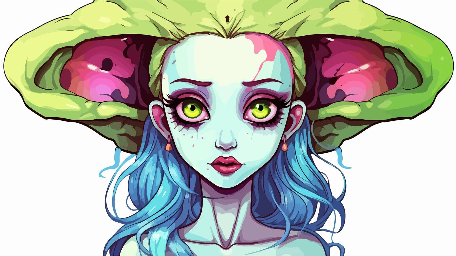 Alien Girl Cartoon Sticker — free download from Dotvec