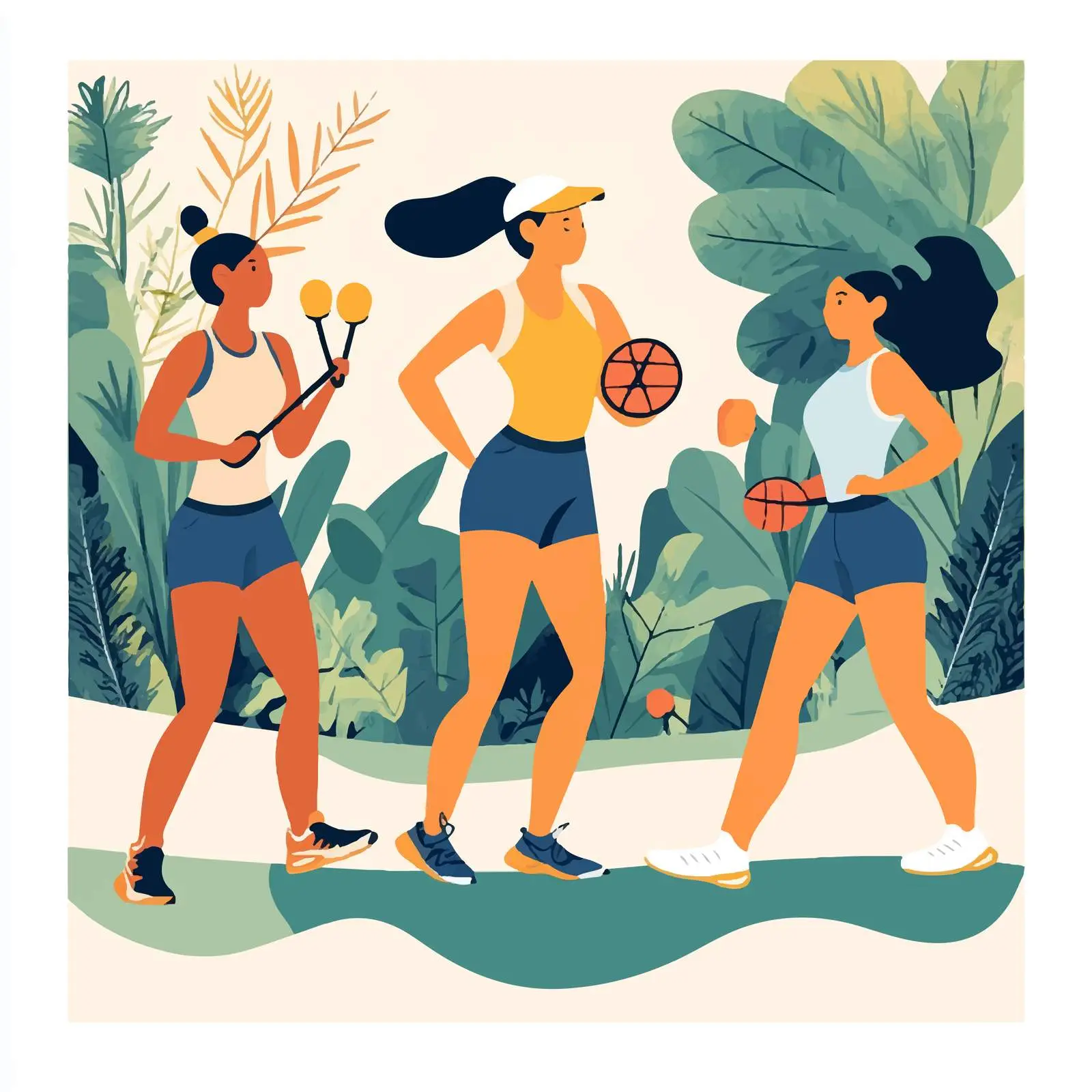 Diverse Women Practicing Sports Illustration — free download from Dotvec