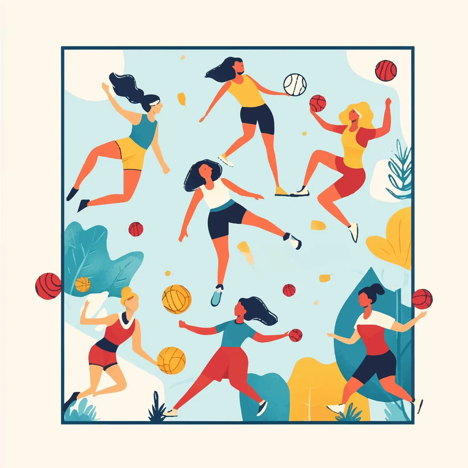 Diverse Women Practicing Sports Illustration — free download from Dotvec