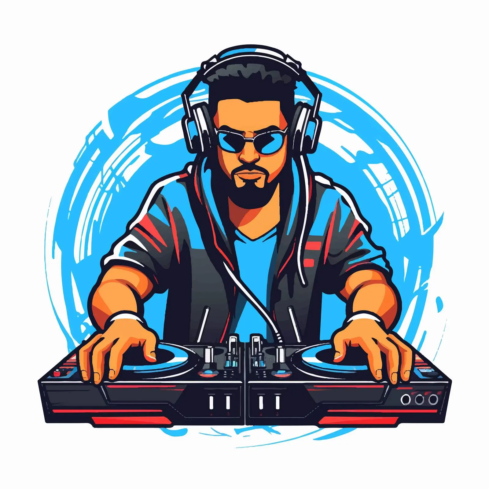 Cartoon DJ Icon Vector Illustration on White Background – free entertainment vector image from Dotvec
