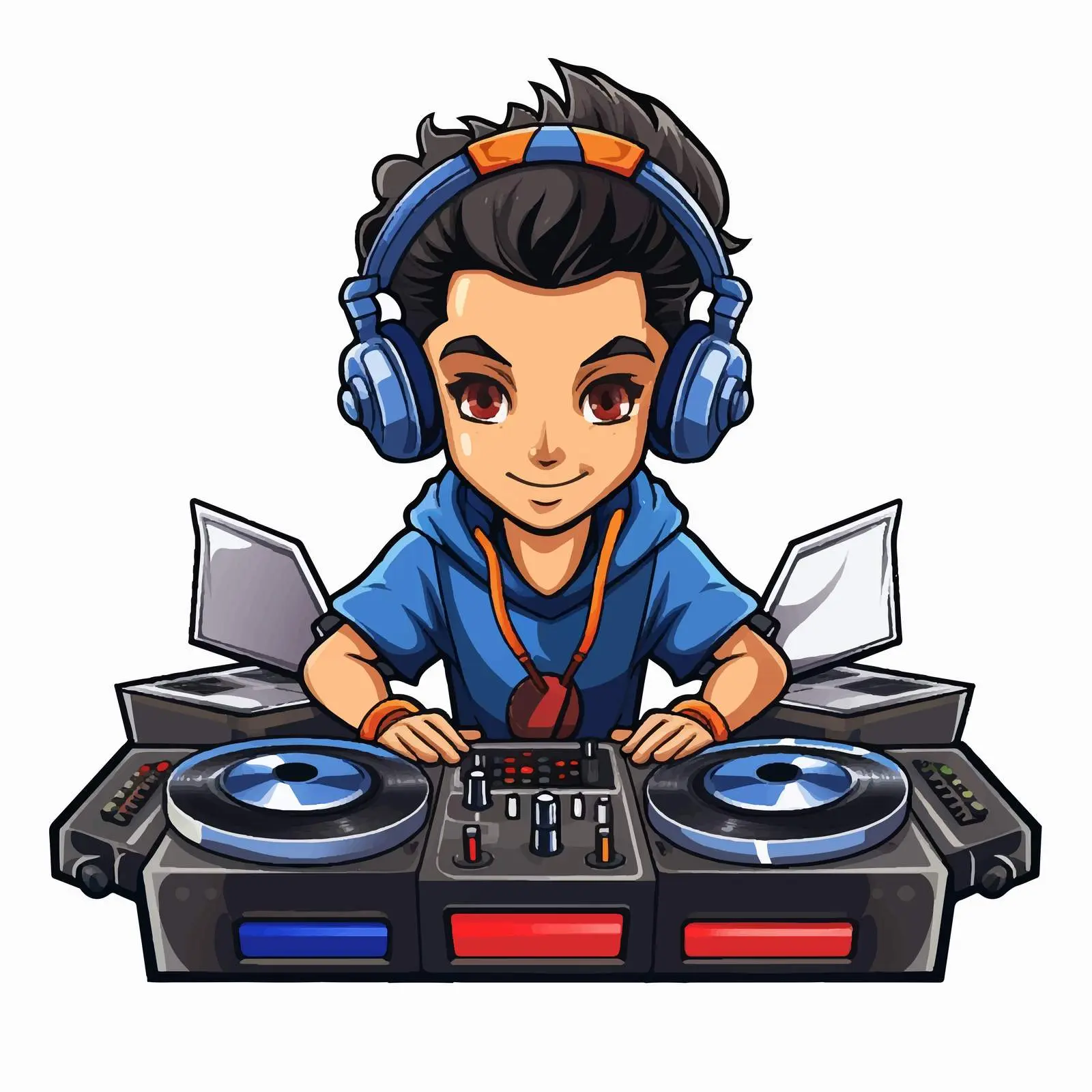 Cartoon DJ Icon Vector Illustration on White Background — free download from Dotvec