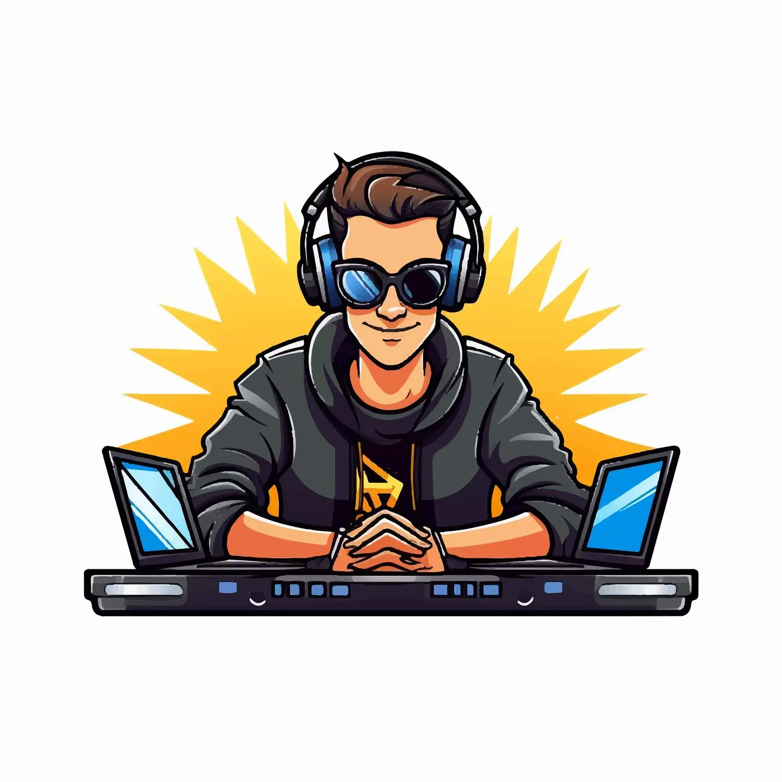 Cartoon DJ Icon Vector Illustration on White Background — free download from Dotvec