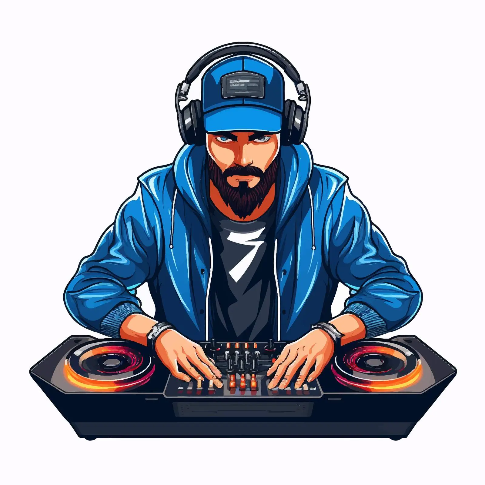 Cartoon DJ Icon Vector Illustration on White — free download from Dotvec