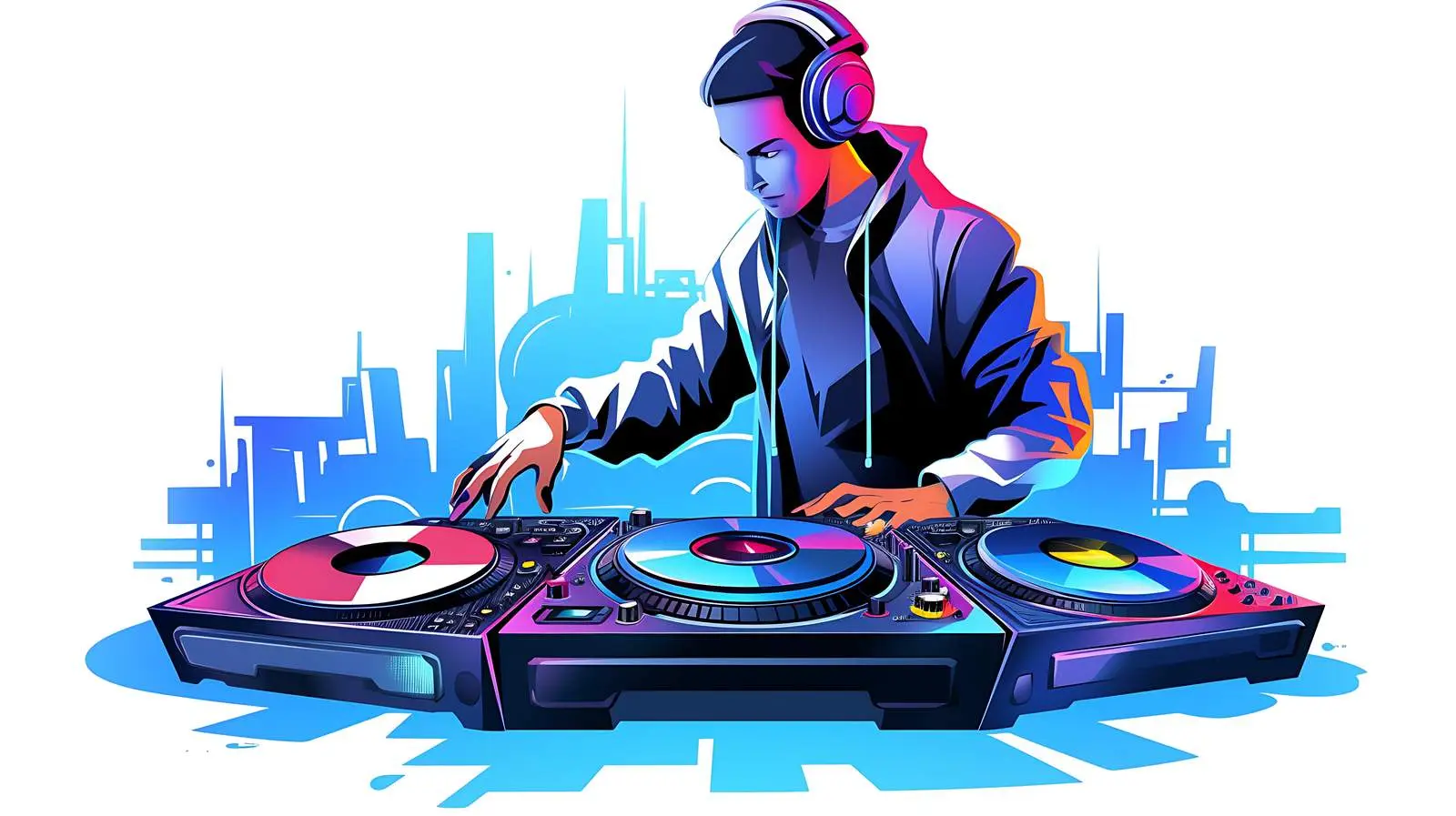 DJ Mixing Music Illustration — free download from Dotvec