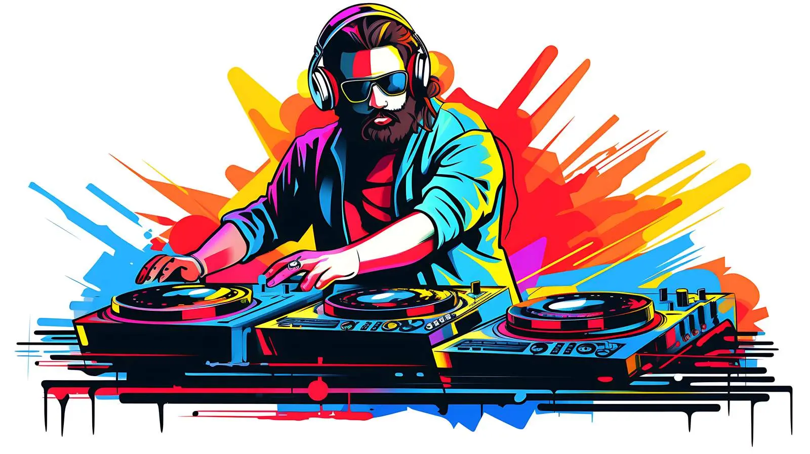 DJ Music Playback Setup Illustration — free download from Dotvec