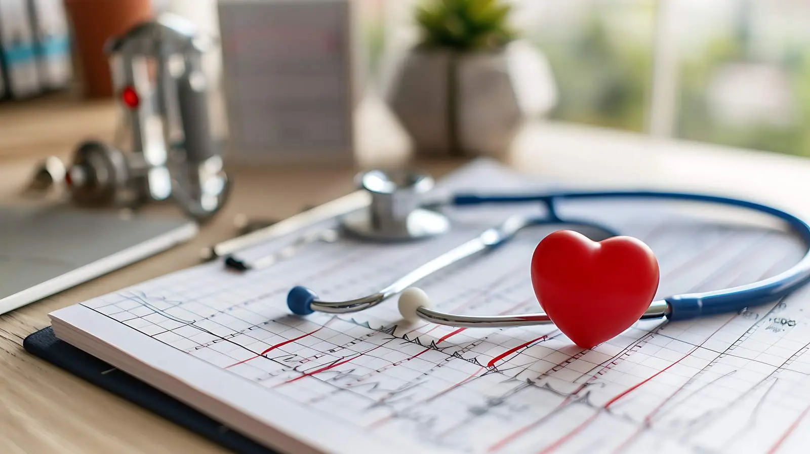 Doctor's Workplace with Stethoscope and Cardiogram Chart – free nurse image from Dotvec