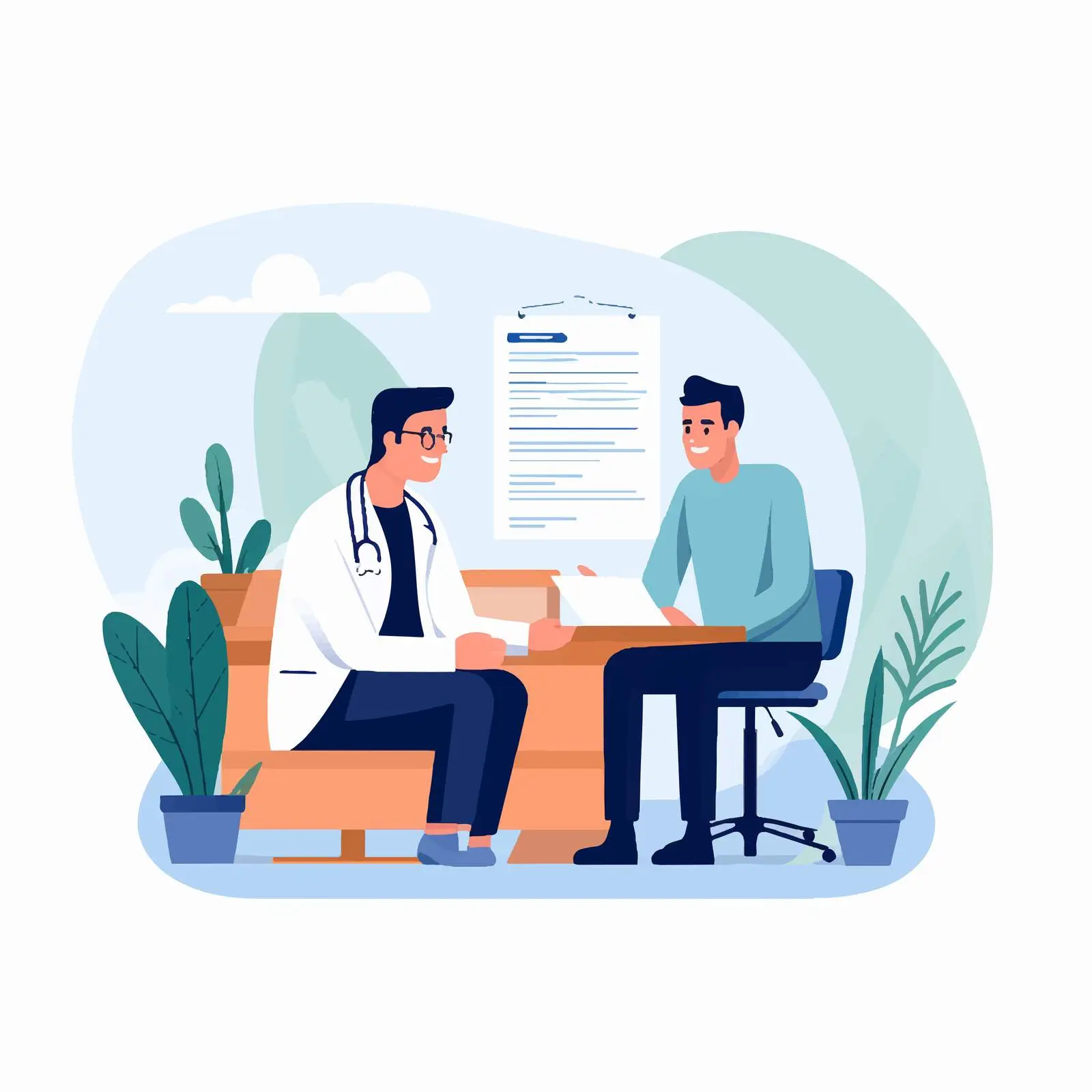 Doctor Patient Consultation Health Counseling Vector – free reassurance image from Dotvec
