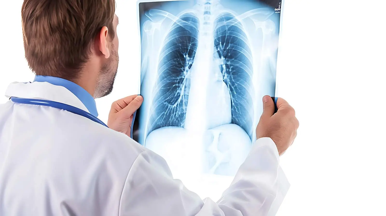 Doctor Examining Lung X-Ray on White Background – free health services image from Dotvec