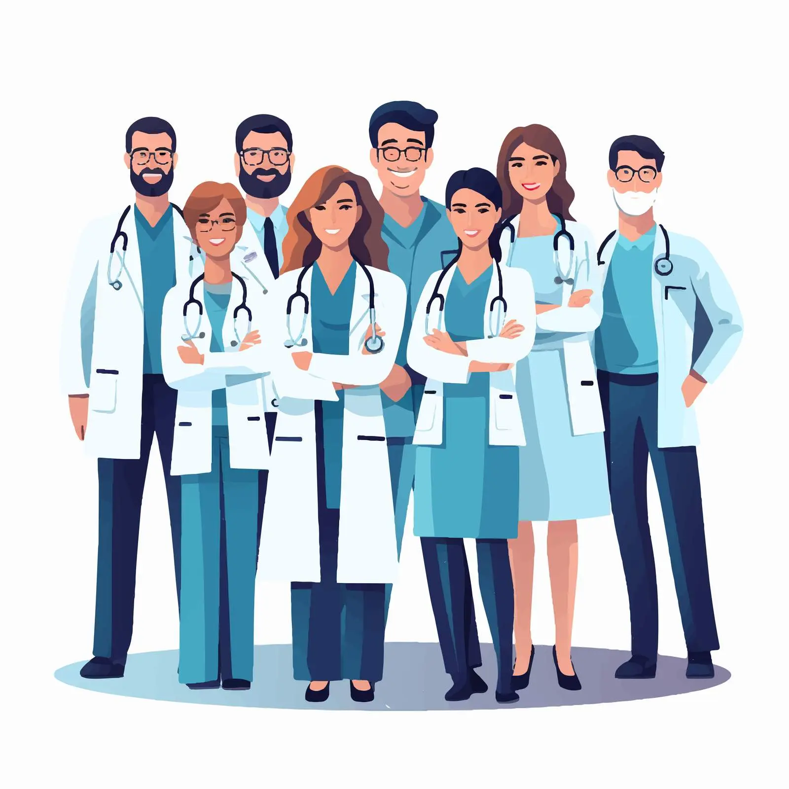 Medical Team Portrait in Hospital Setting – free nurse illustration image from Dotvec