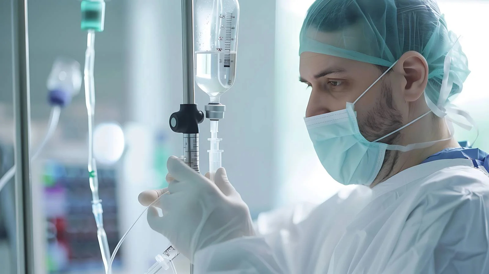 Medical Staff Preparing IV Drip in Trauma Room — free download from Dotvec