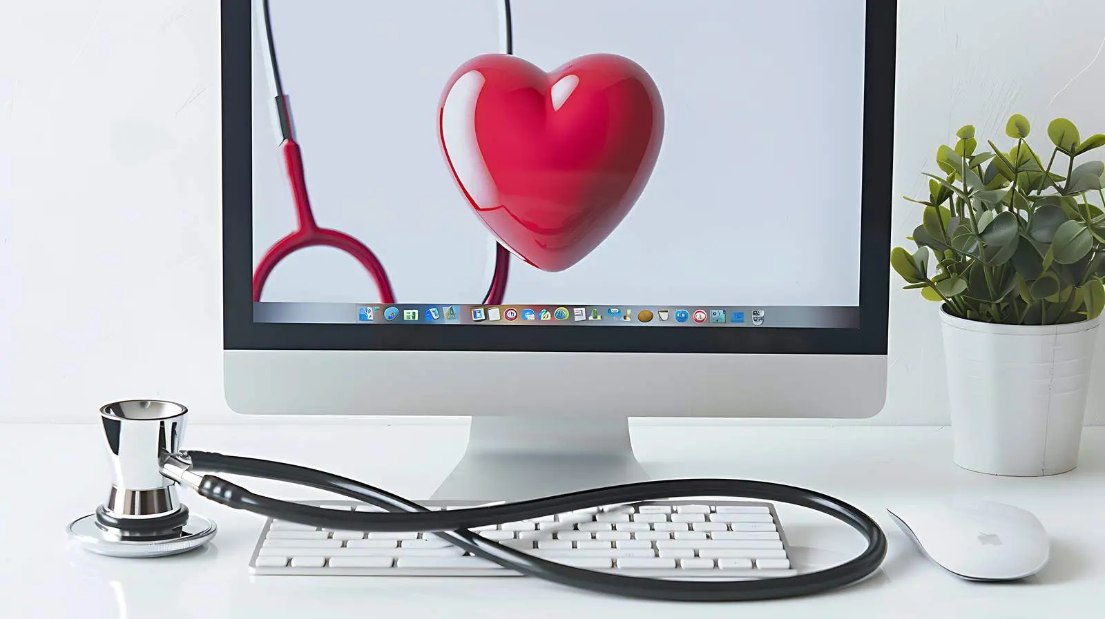 Doctor's Stethoscope on Computer Desktop – free symbol image from Dotvec