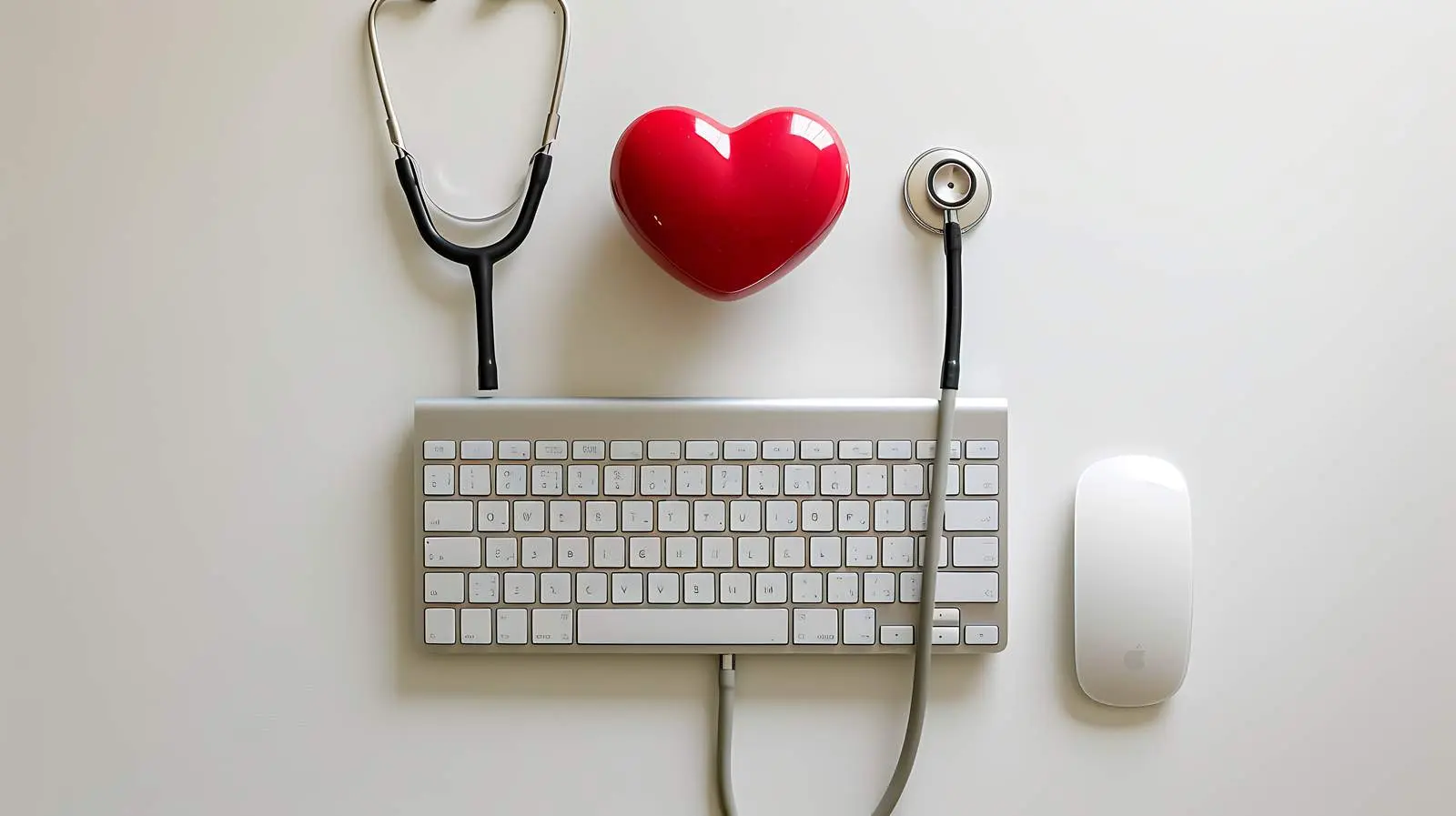 Doctor's Stethoscope on Computer Desktop Heart – free equipment image from Dotvec