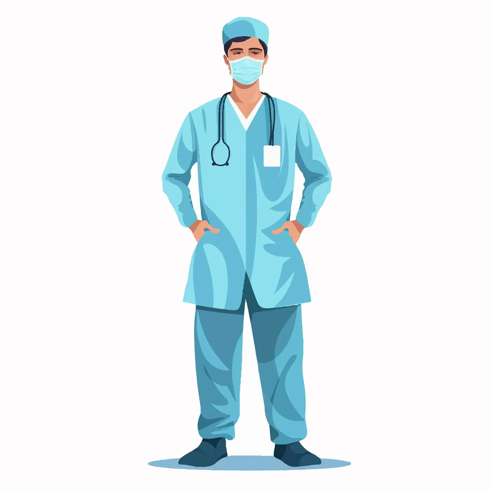 Surgeon in Scrubs with Medical Mask and Gloves – free medical environment image from Dotvec