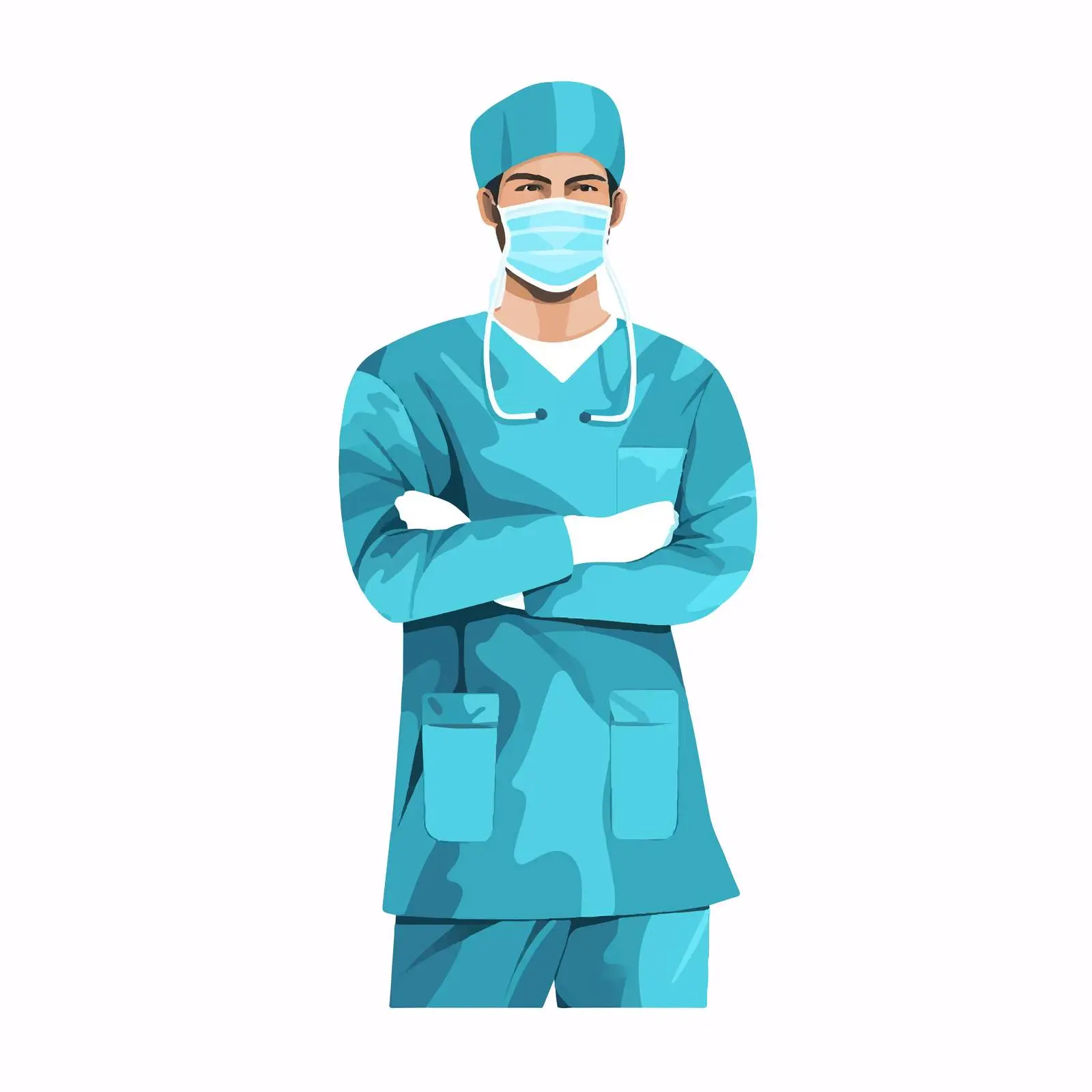 Doctor Surgeon in Hospital Scrubs and Mask – free patient treatment image from Dotvec