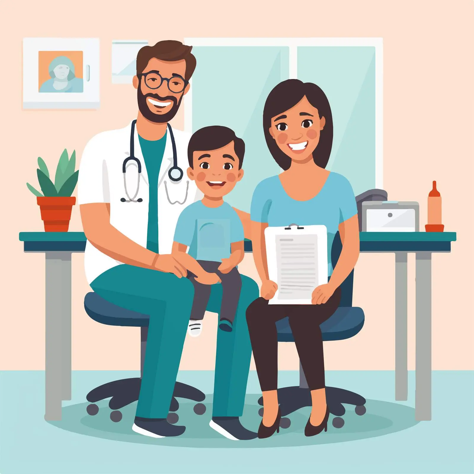 Doctor and Patient at Clinic Illustration — free download from Dotvec
