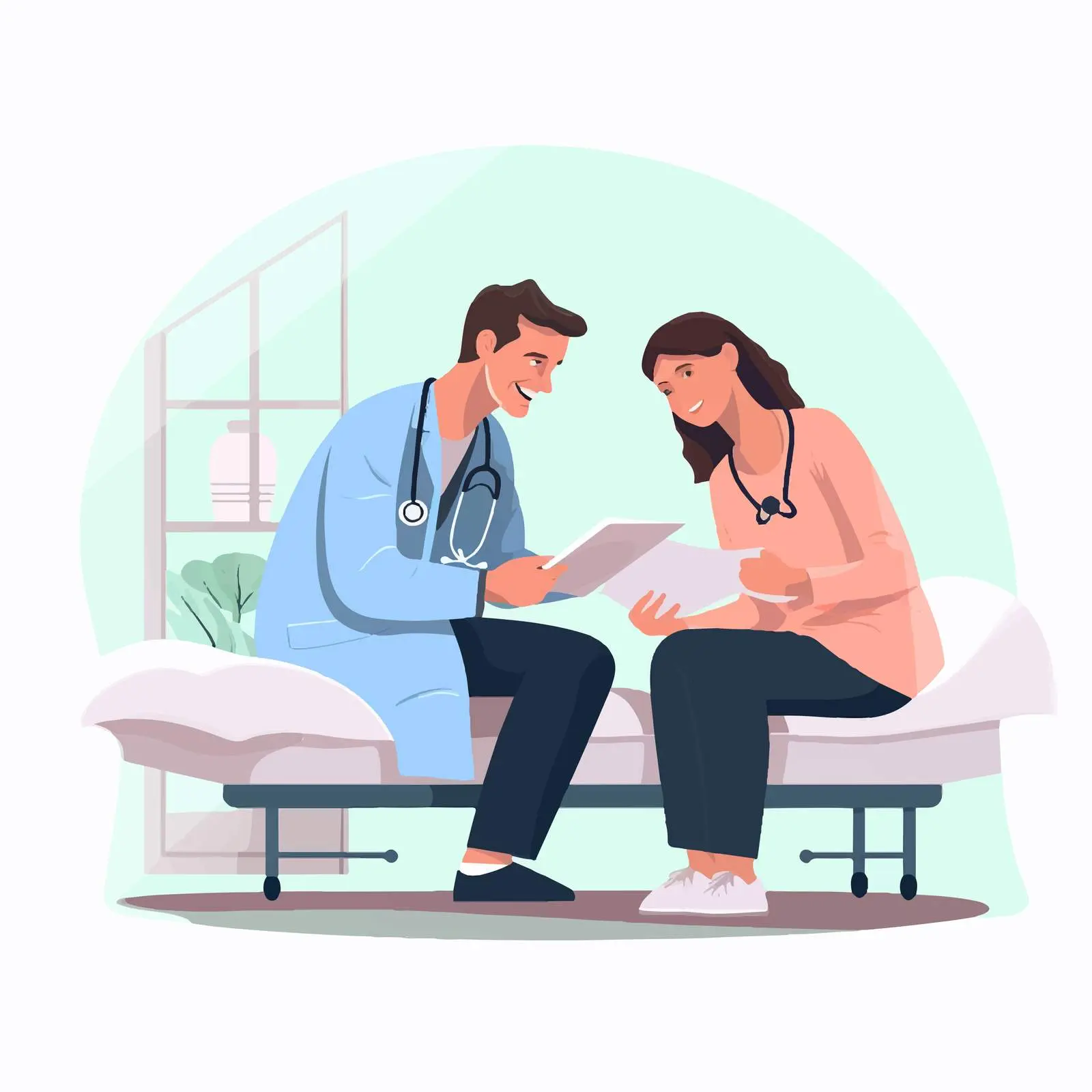 Doctors and Patient in Clinic Illustration — free download from Dotvec