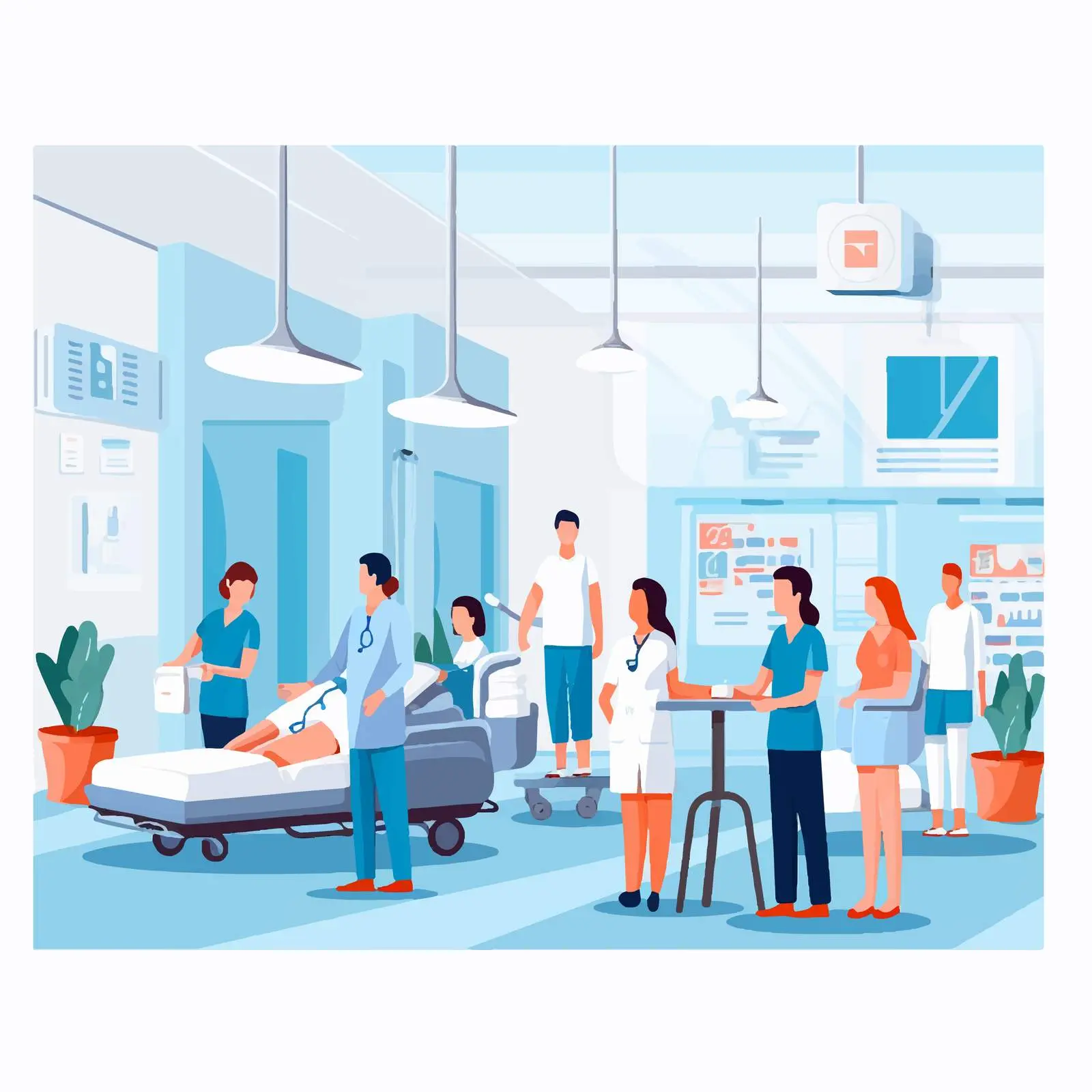 Doctors and Patients Interacting at Clinic – free hospital setting image from Dotvec