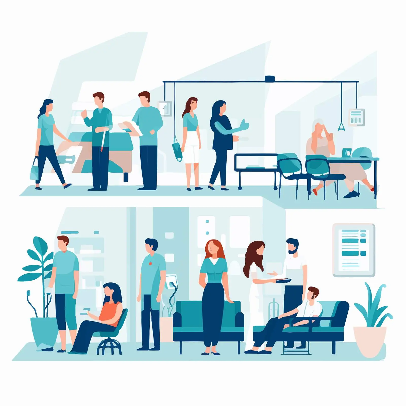 Doctors and Patients Interacting at Clinic – free patient treatment image from Dotvec