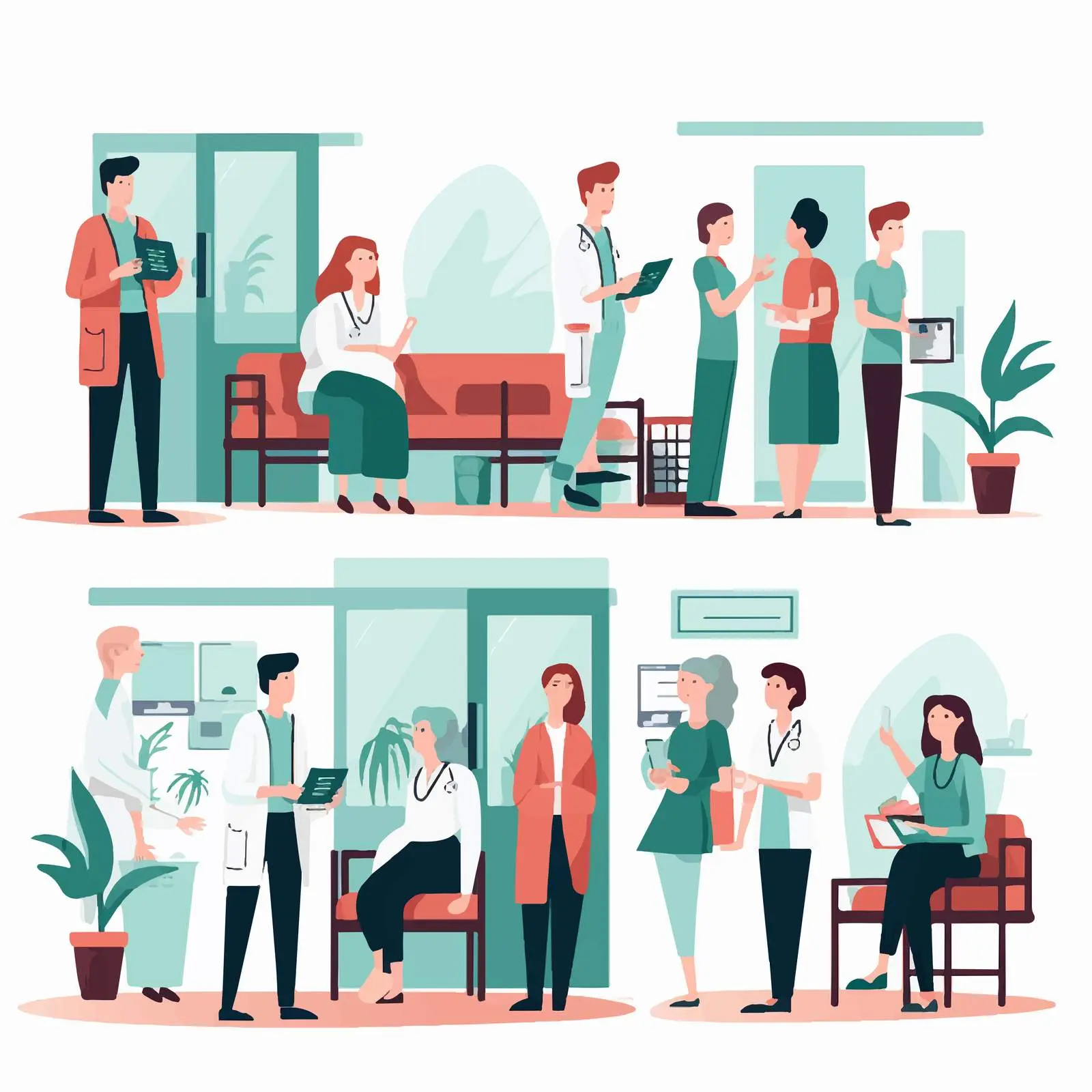 Doctors and Patients Interacting at Clinic — free download from Dotvec