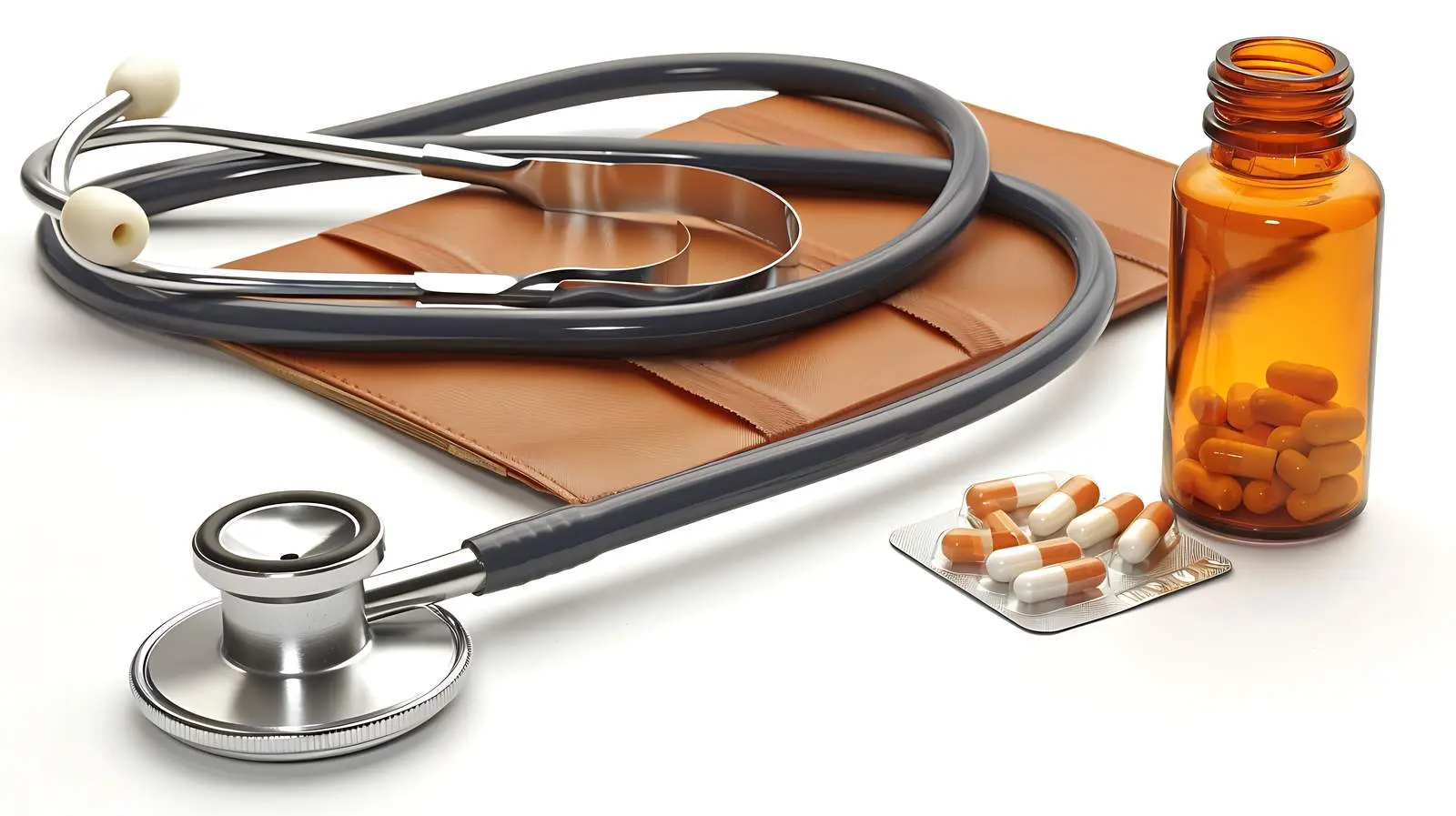 Doctor's Stethoscope with Medical Folder and Pills – free clinic image from Dotvec