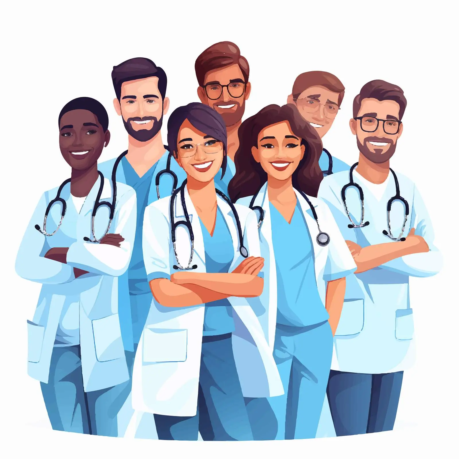 Diverse Medical Team Hospital Workers Portrait — free download from Dotvec