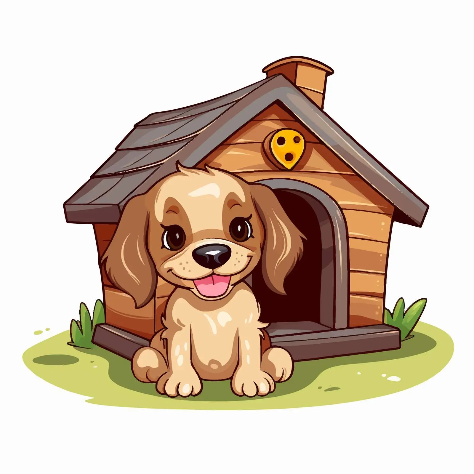 Wooden Doghouse and Dog Vector Illustration – free vector dog image from Dotvec