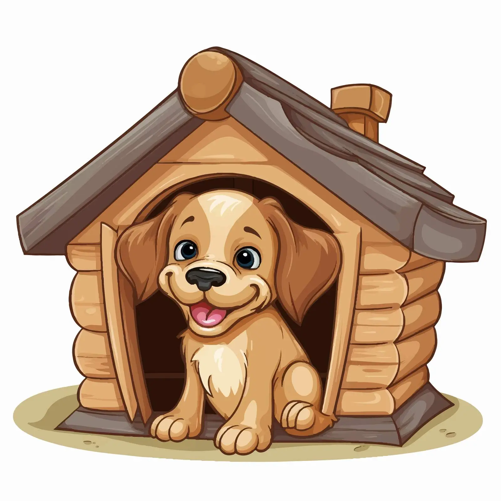 Wooden Doghouse and Dog Illustration Vector — free download from Dotvec