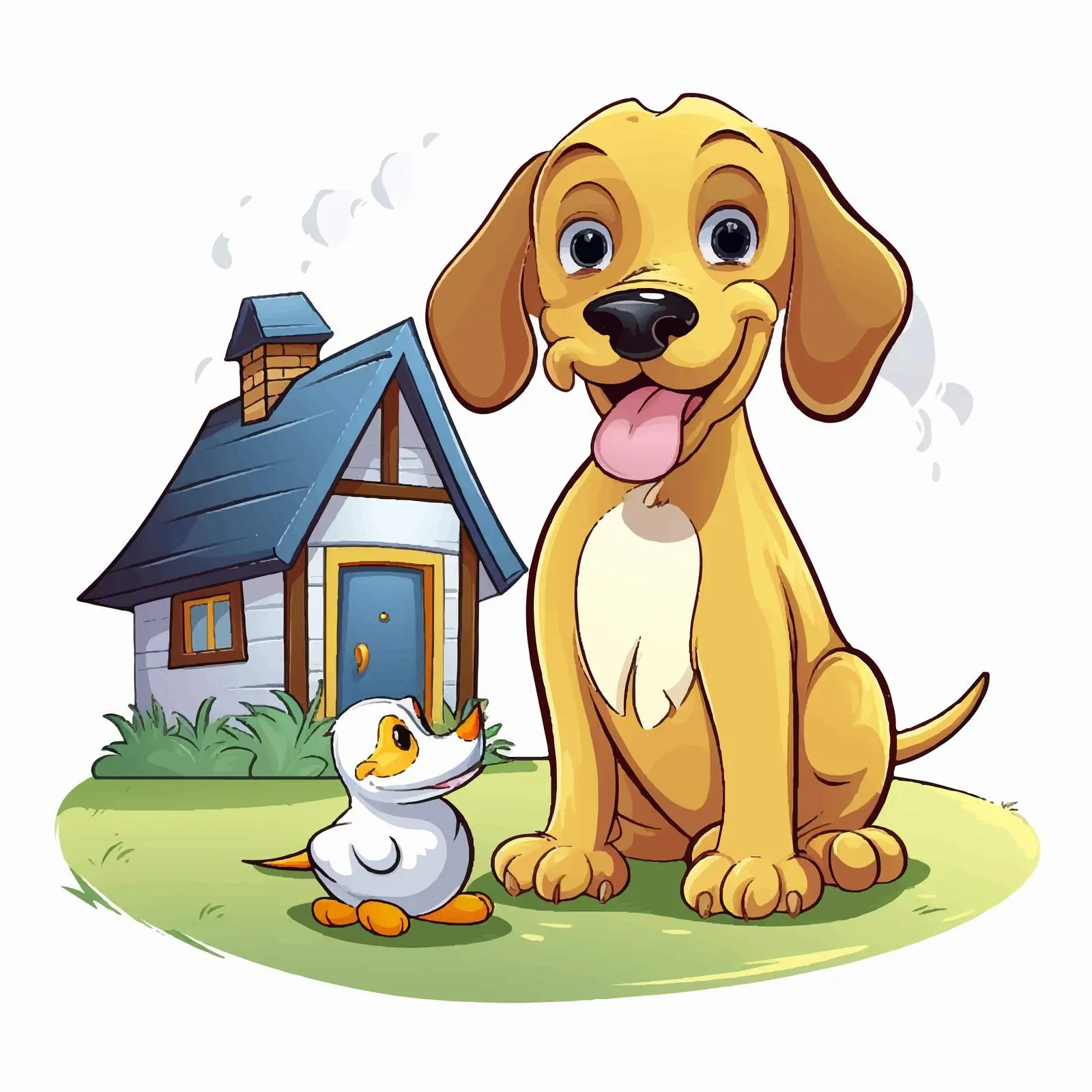 Dog and Duck by Cartoon House Illustration — free download from Dotvec
