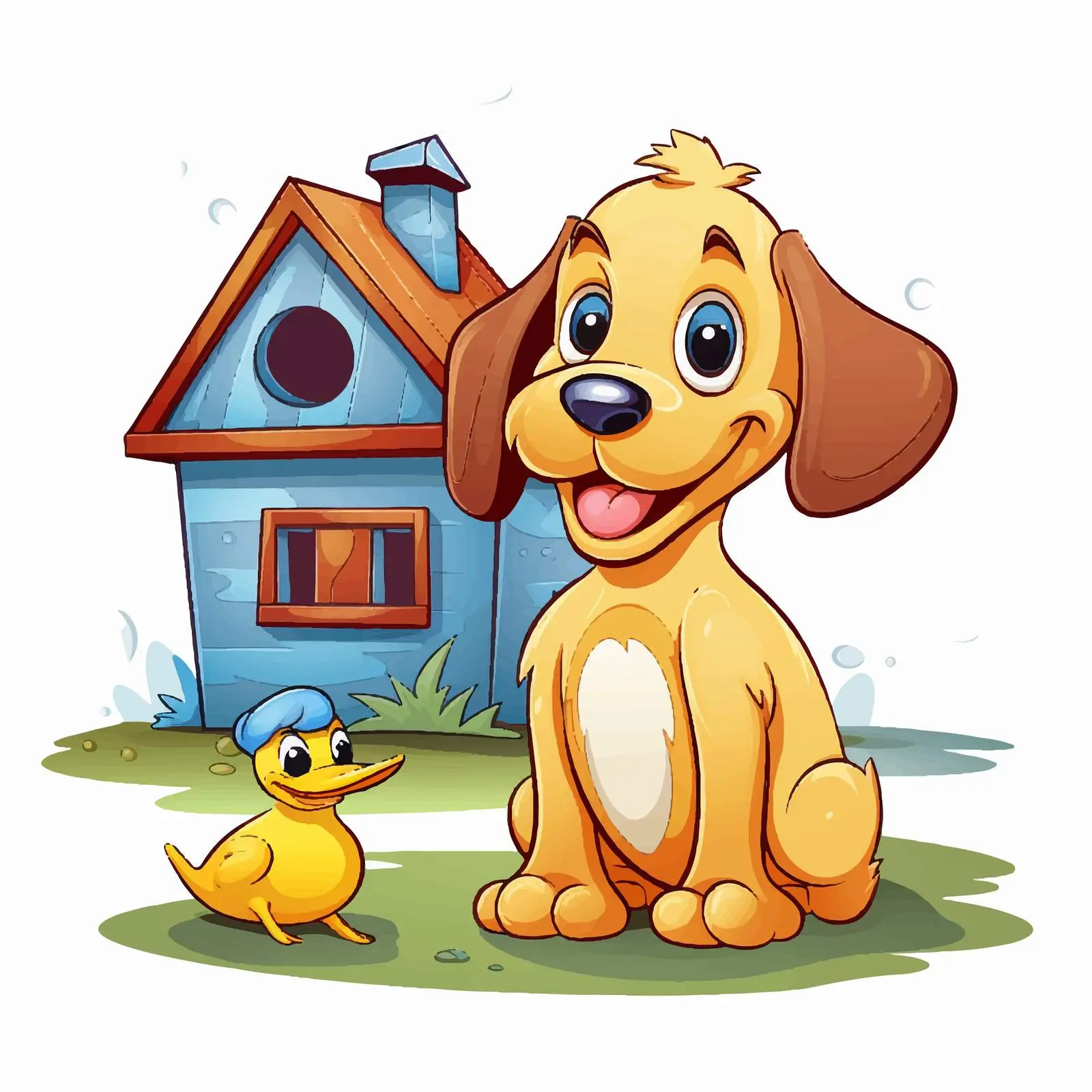 Dog and Duck by Cartoon House Vector — free download from Dotvec