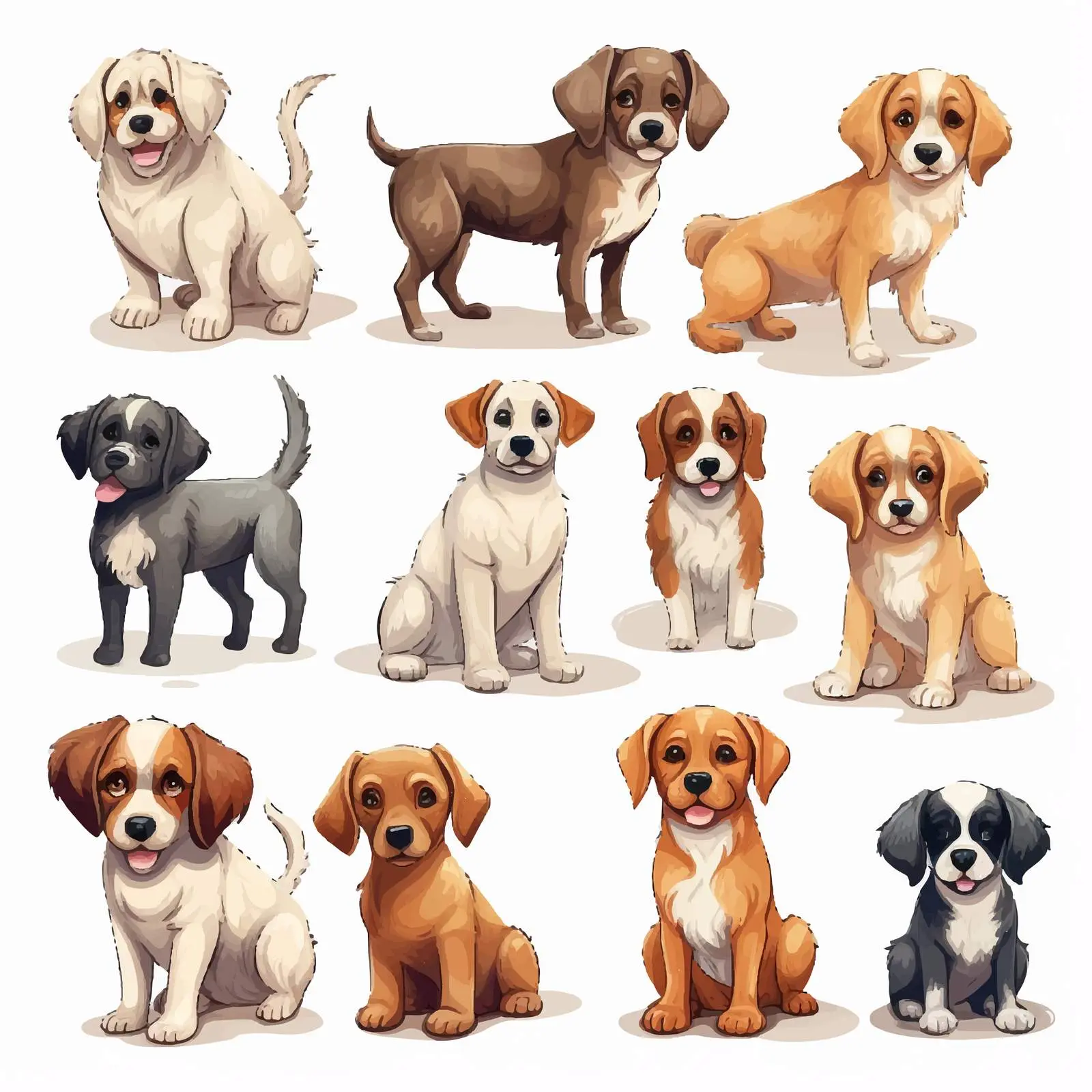 Cartoon Dog and Puppy Vector Collection — free download from Dotvec