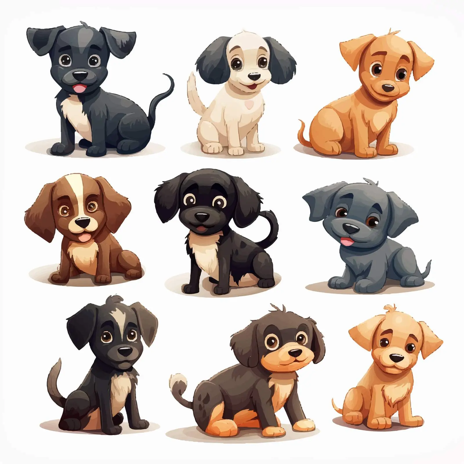 Adorable Dog and Puppy Cartoon Vector Collection — free download from Dotvec