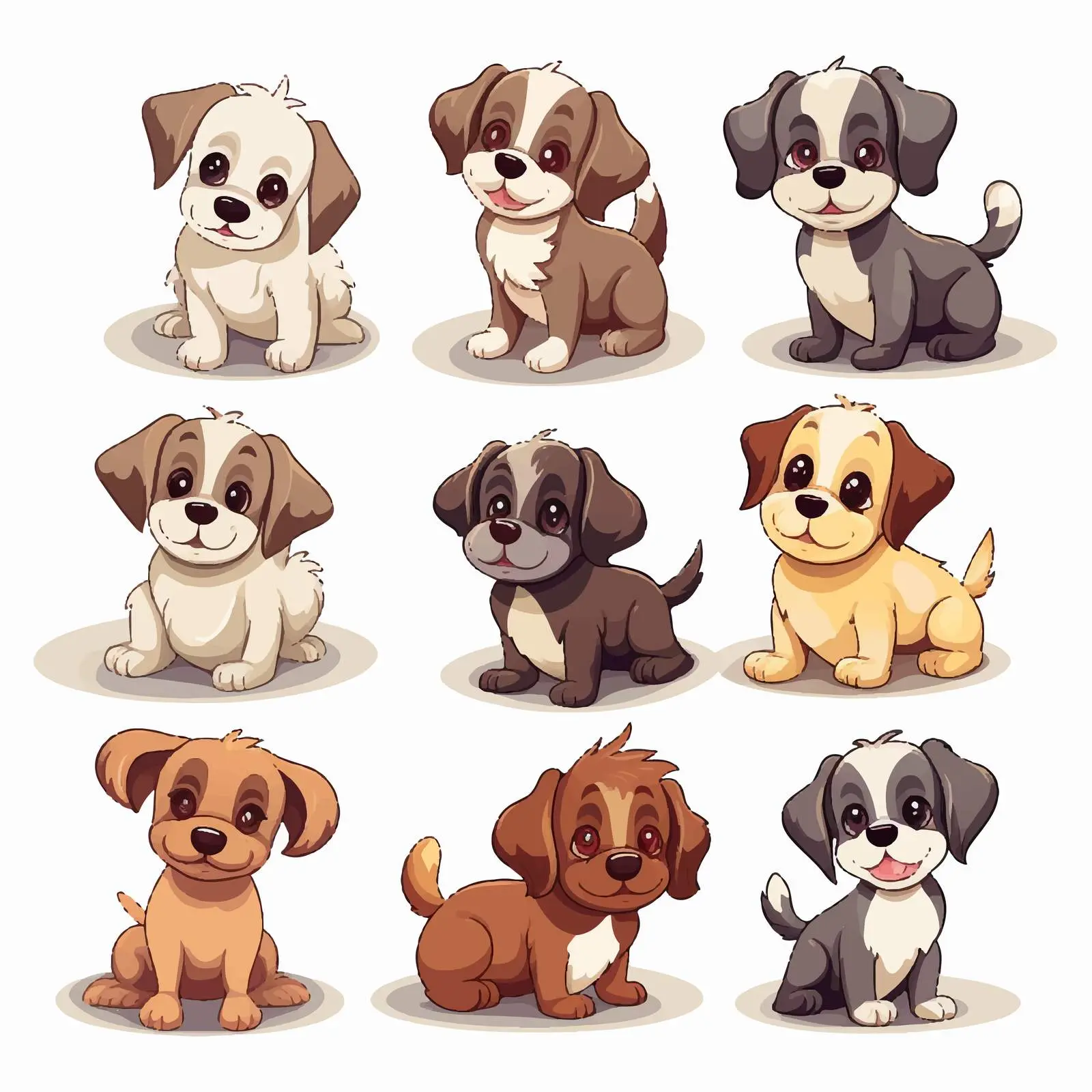 Cute Dog and Puppy Collection Vector Art — free download from Dotvec