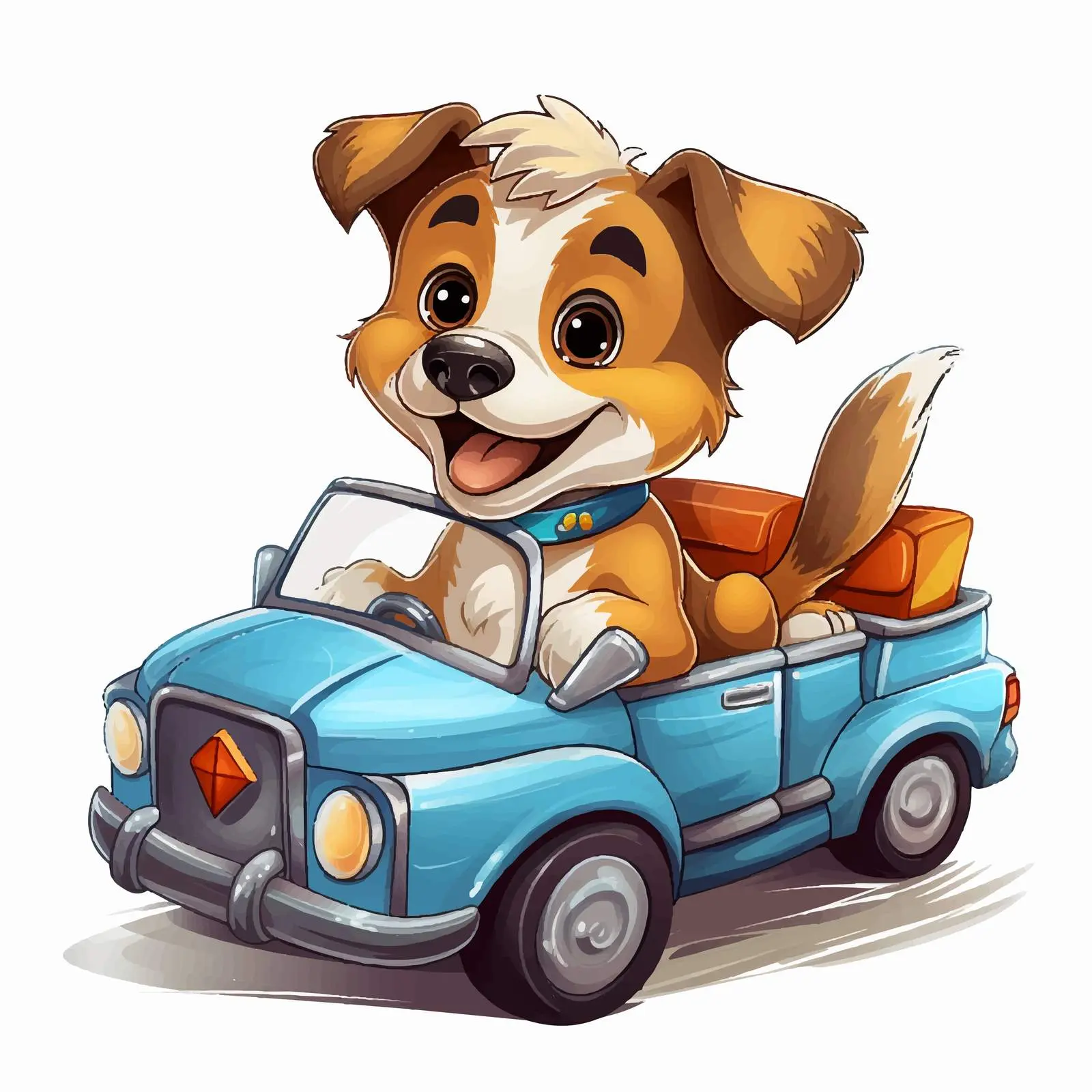 Dog Driving Car in Garage Illustration — free download from Dotvec